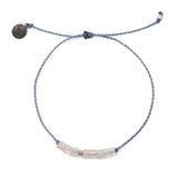 Rose Quartz & Denim Intention Bracelet Silver