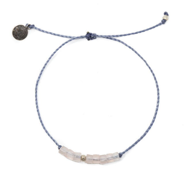 Rose Quartz & Denim Intention Bracelet Silver