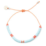 Aqua & Dark Coral Gold Dot Cali Surfer Bracelet