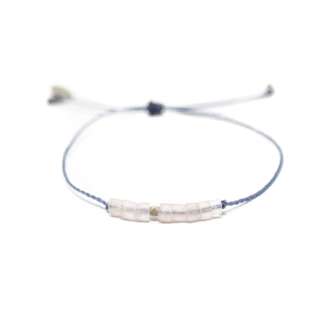 Rose Quartz & Denim Intention Bracelet Silver
