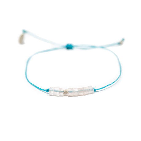 Rose Quartz & Teal Intention Bracelet Silver