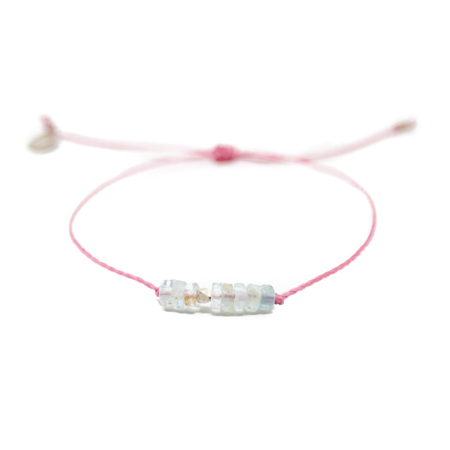Aquamarine & Rose Intention Bracelet Silver