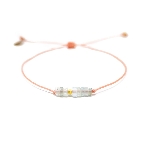 Aquamarine & Coral Intention Bracelet Gold