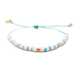 Teals & Pinks Random Pattern w/ Gold Cali Surfer Bracelet