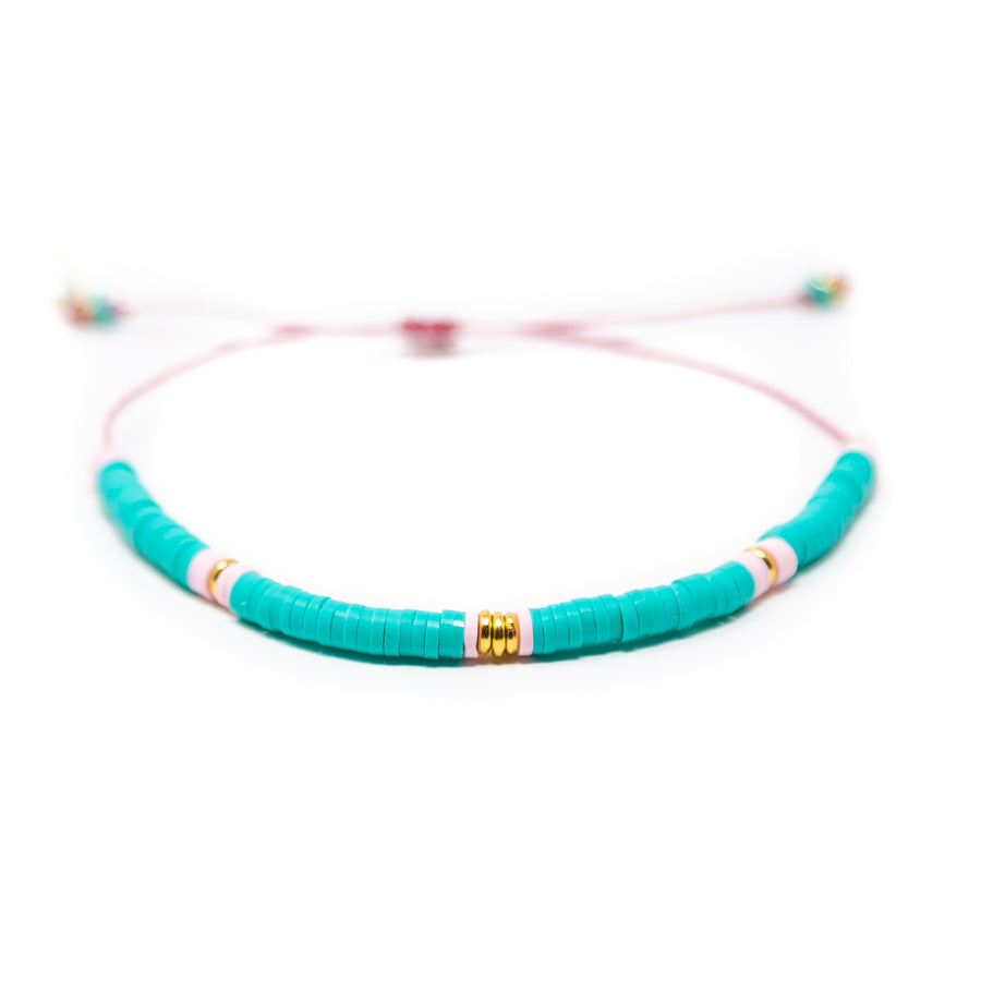 Teal & Pink Gold Dot Cali Surfer Bracelet