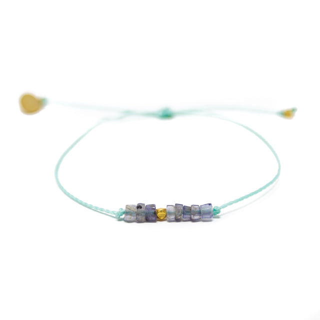 Iolite & Cucumber Intention Bracelet Gold