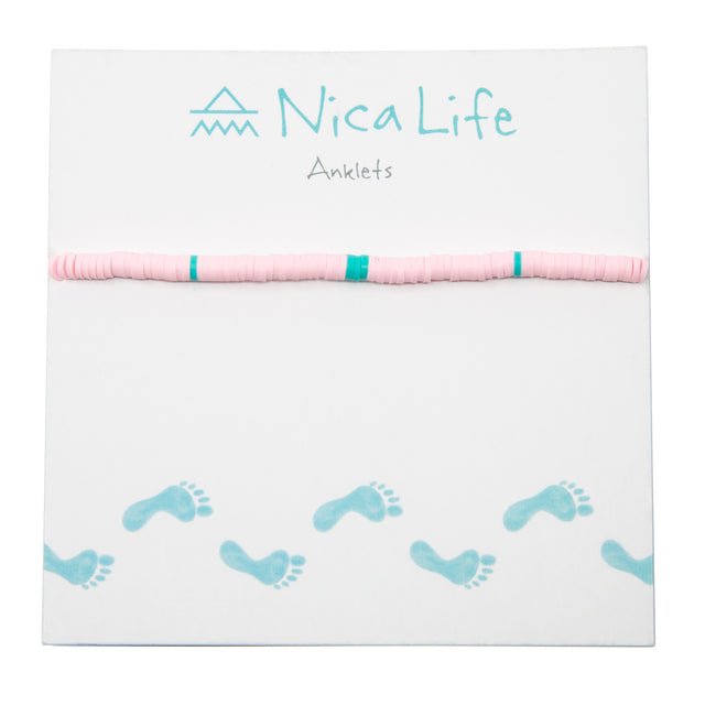 Light Pink w/ Teal Cali Surfer Anklet