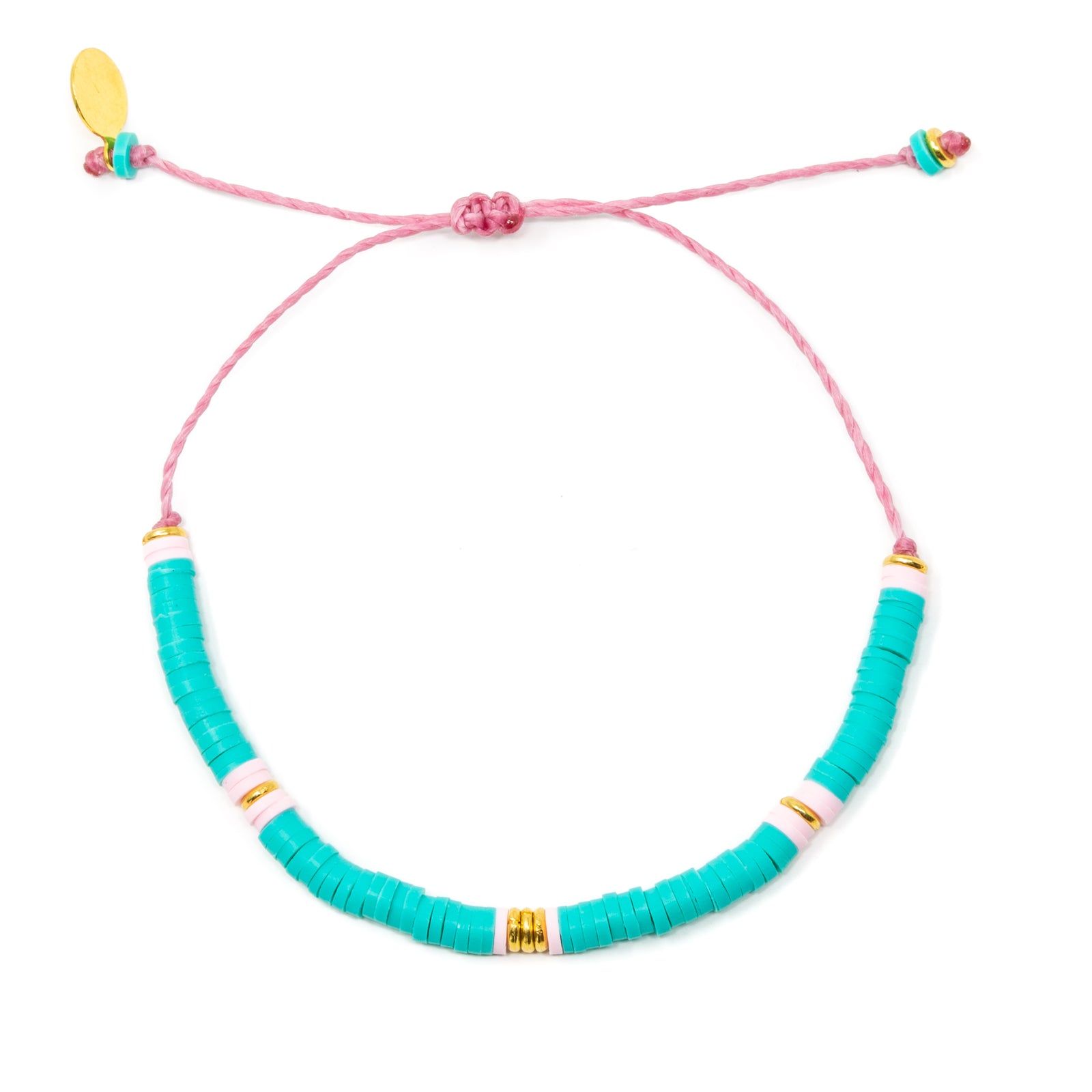Teal & Pink Gold Dot Cali Surfer Bracelet