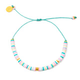 Teals & Pinks Random Pattern w/ Gold Cali Surfer Bracelet