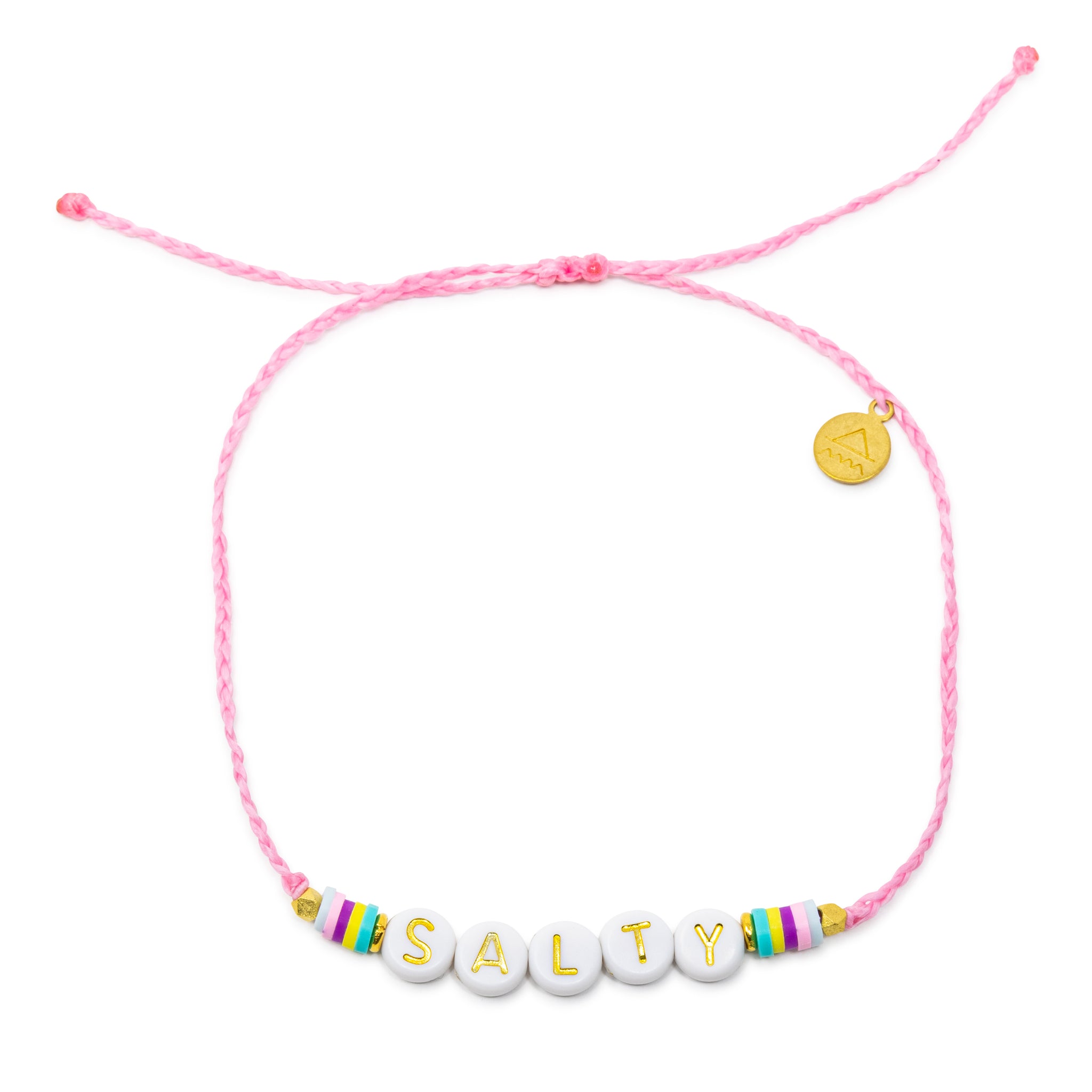 Salty Word Anklet Pink on White