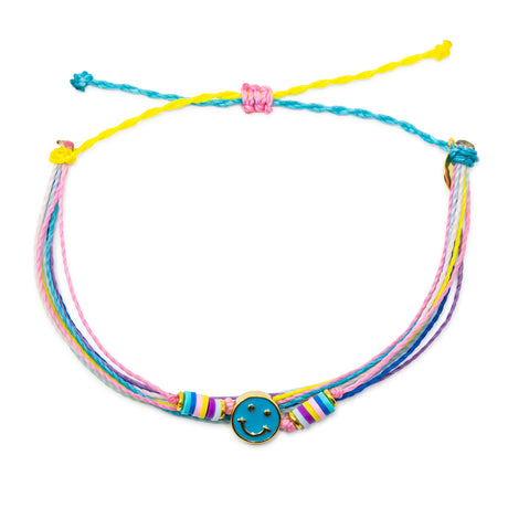 Colorful Smiley Face Anklet on White