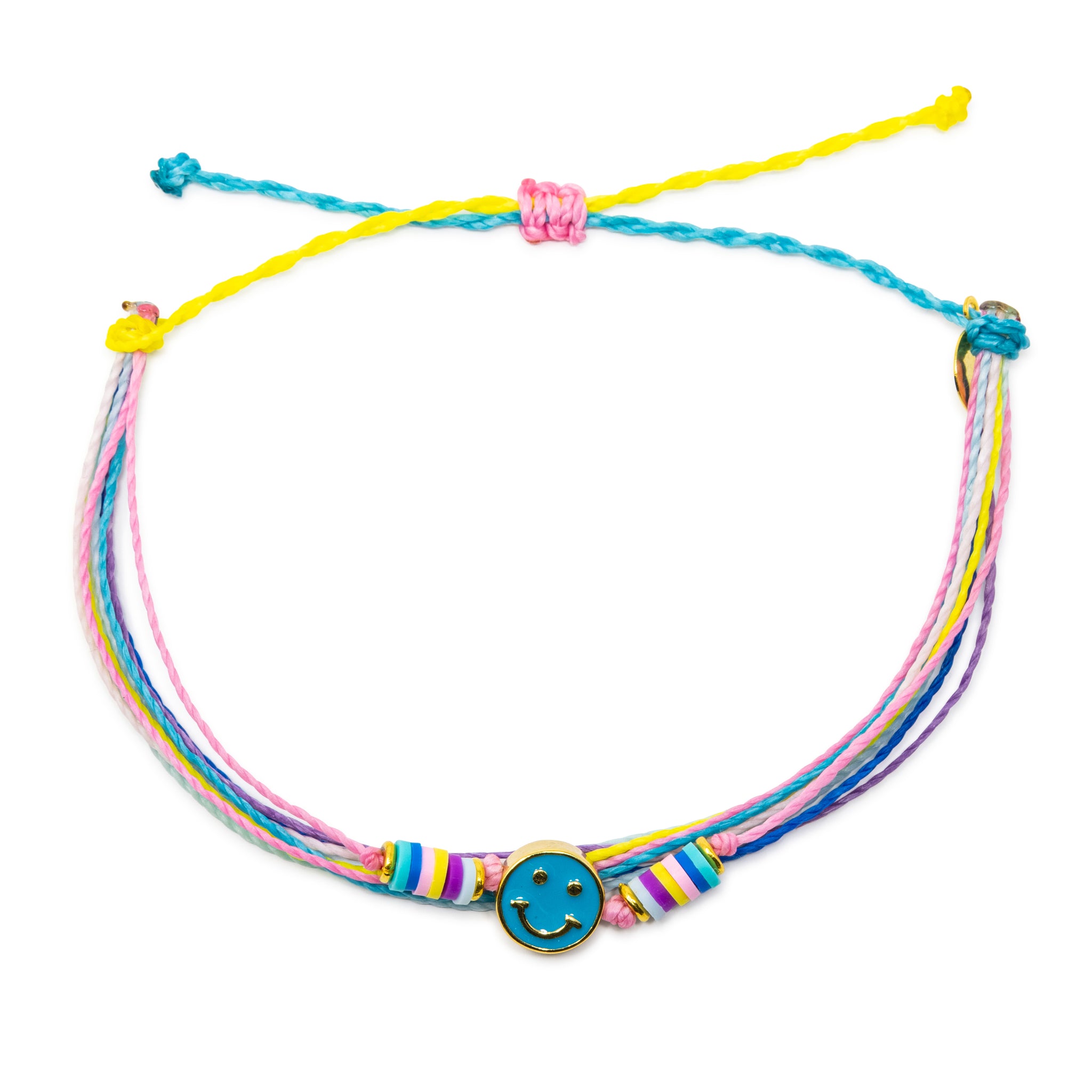 Colorful Smiley Face Anklet on White