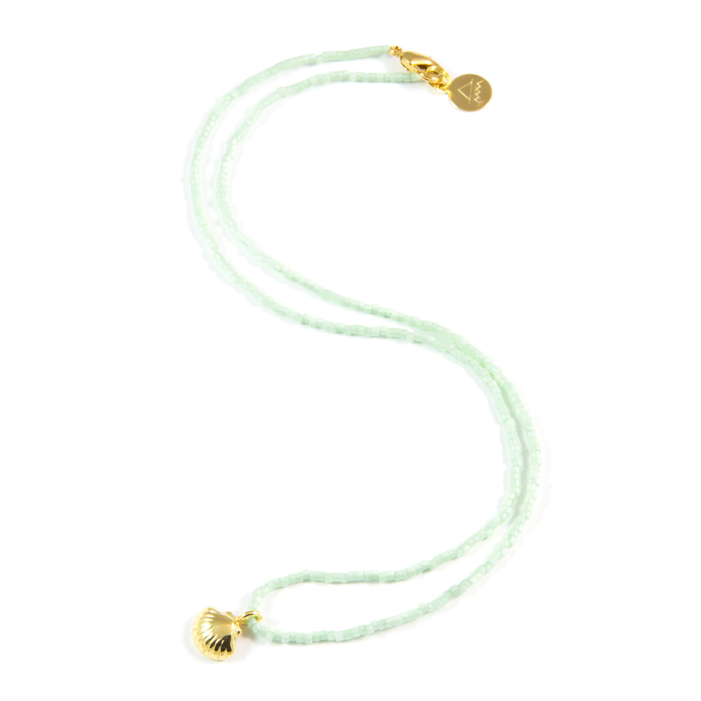 Soft Mint Seashell Tiny Charm Necklace