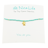Teal & Gold Fleck Sea Turtle Tiny Charm Necklace