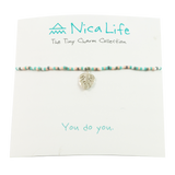 Desert Sunset Multi Palm Leaf Tiny Charm Necklace in Silver