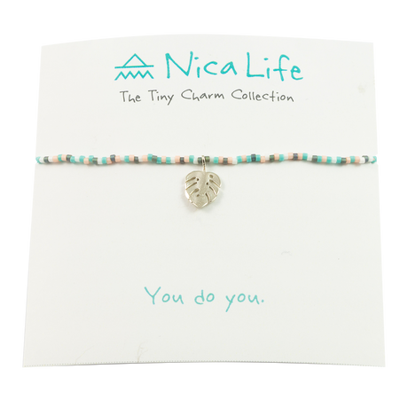 Desert Sunset Multi Palm Leaf Tiny Charm Necklace in Silver