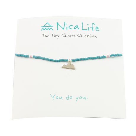 Turquoise & Plum Mountain Tiny Charm Necklace in Silver