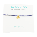 Navy w/ Gold Fleck Dog Paw Tiny Charm Necklace