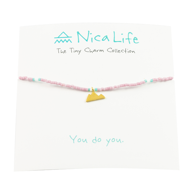 Plum & Teal Mountain Tiny Charm Necklace