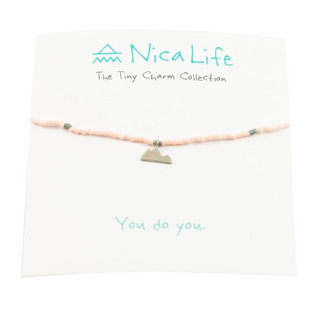 Coral & Denim Mountain Tiny Charm Necklace in Silver
