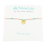 Coral & Teal Dog Paw Tiny Charm Necklace