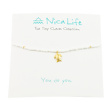 White & Gold Fleck Sea Turtle Tiny Charm Necklace