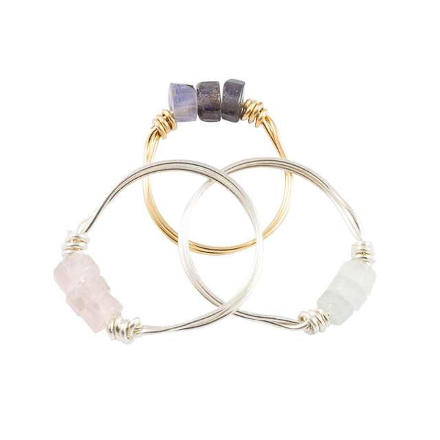 Rose Quartz & Gold Intention Ring