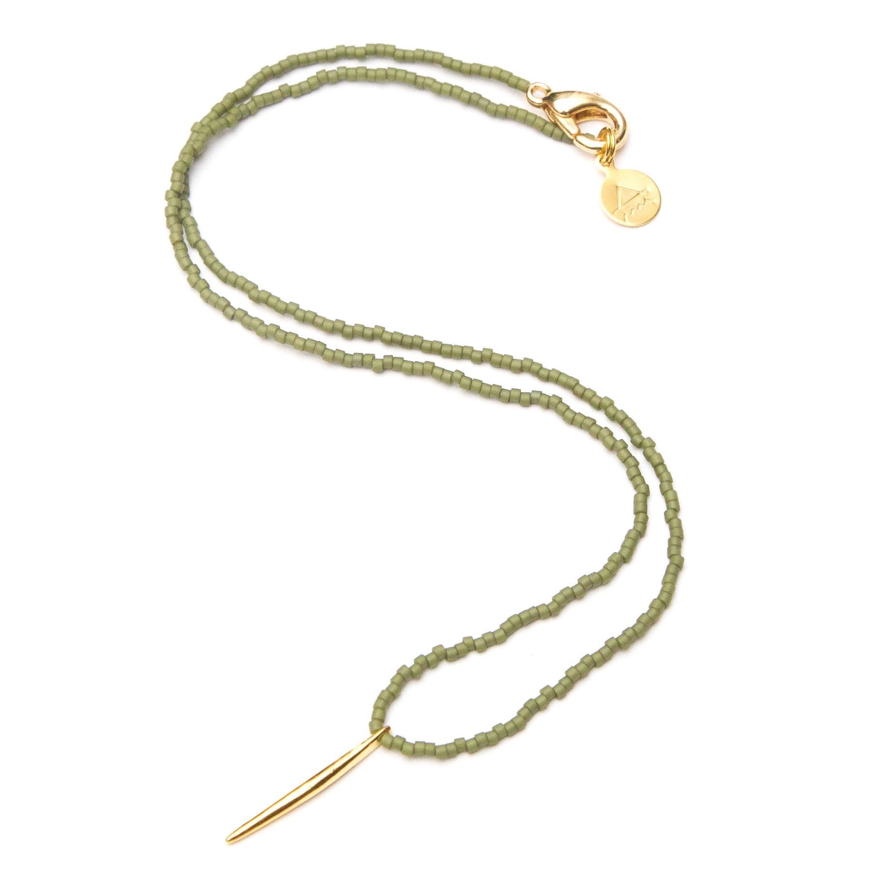Olive Green Spike Necklace