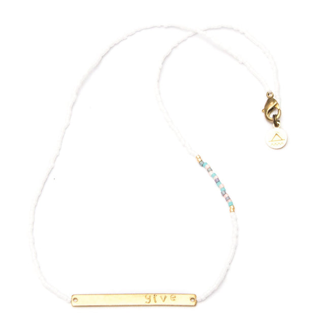 White & Multi Color GIVE Necklace