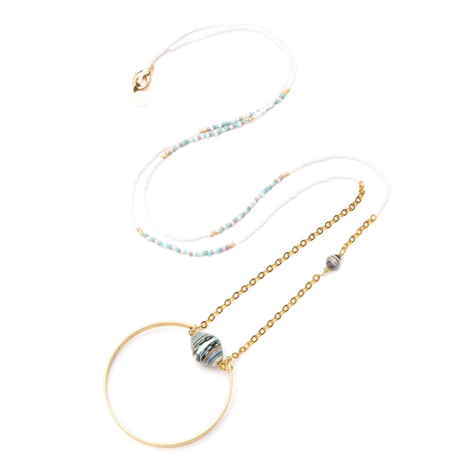 Paper Bead Broken Circle Necklace