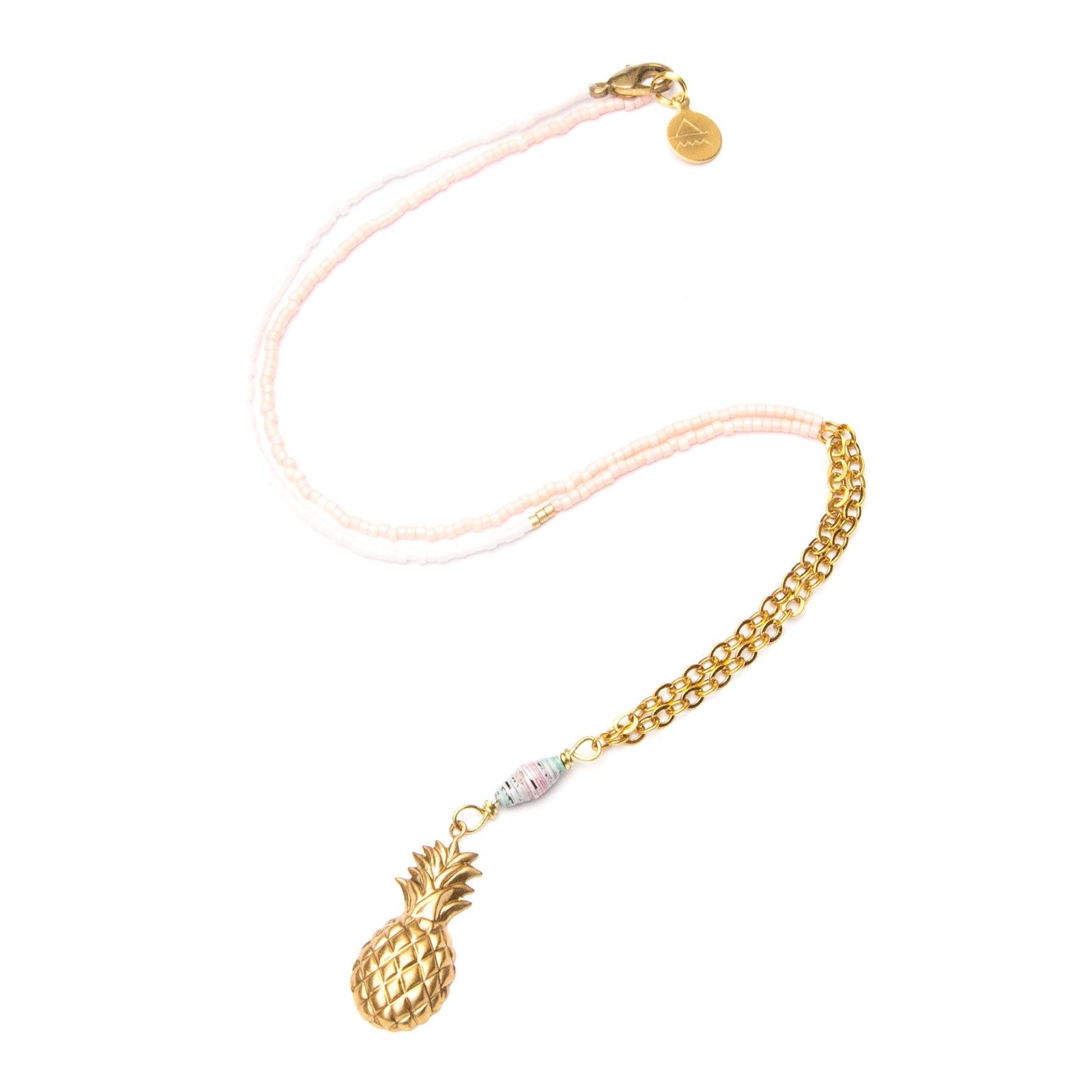 Pineapple & Paper Bead Necklace