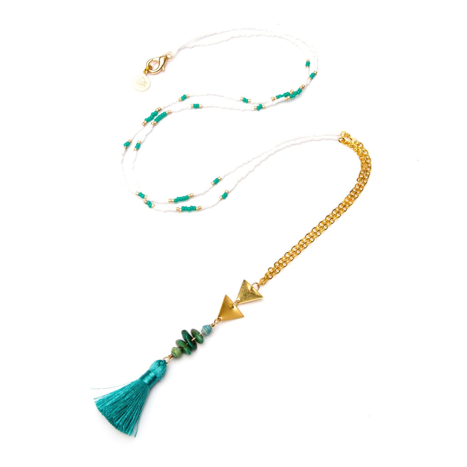 Teal Tassel Necklace