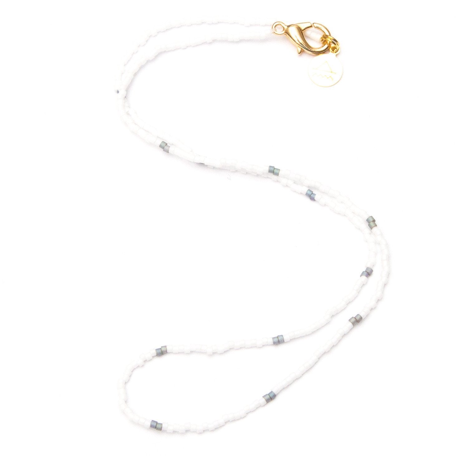 White w/ Denim Dot Necklace