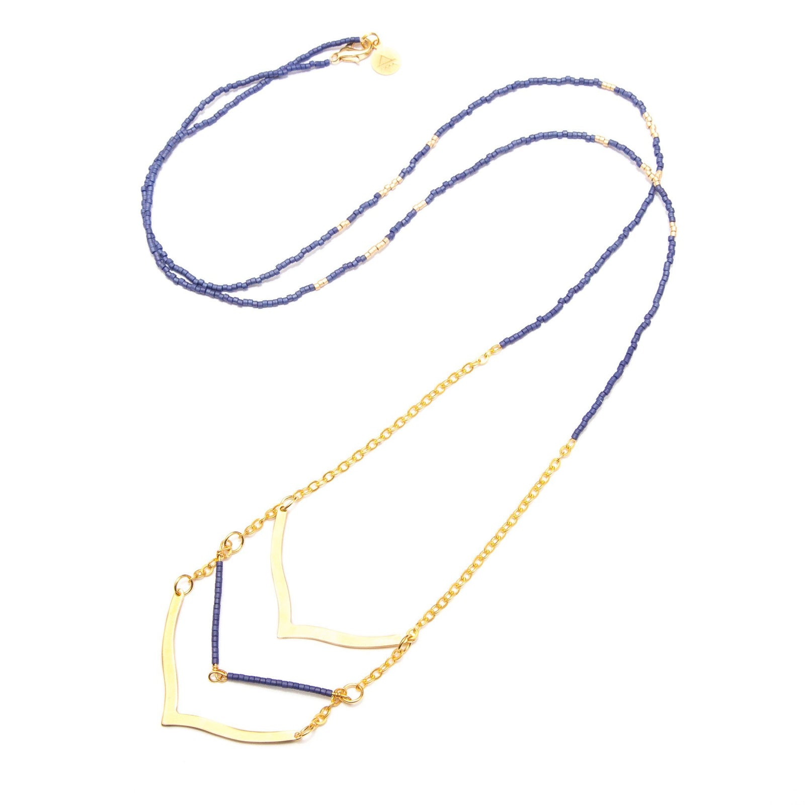 Navy Blue Chevron Necklace