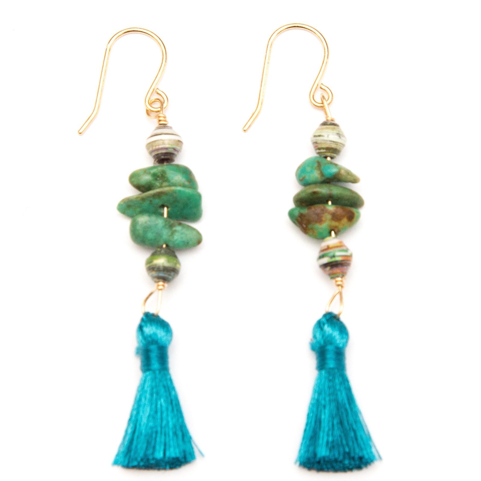Teal Tassel Earrings