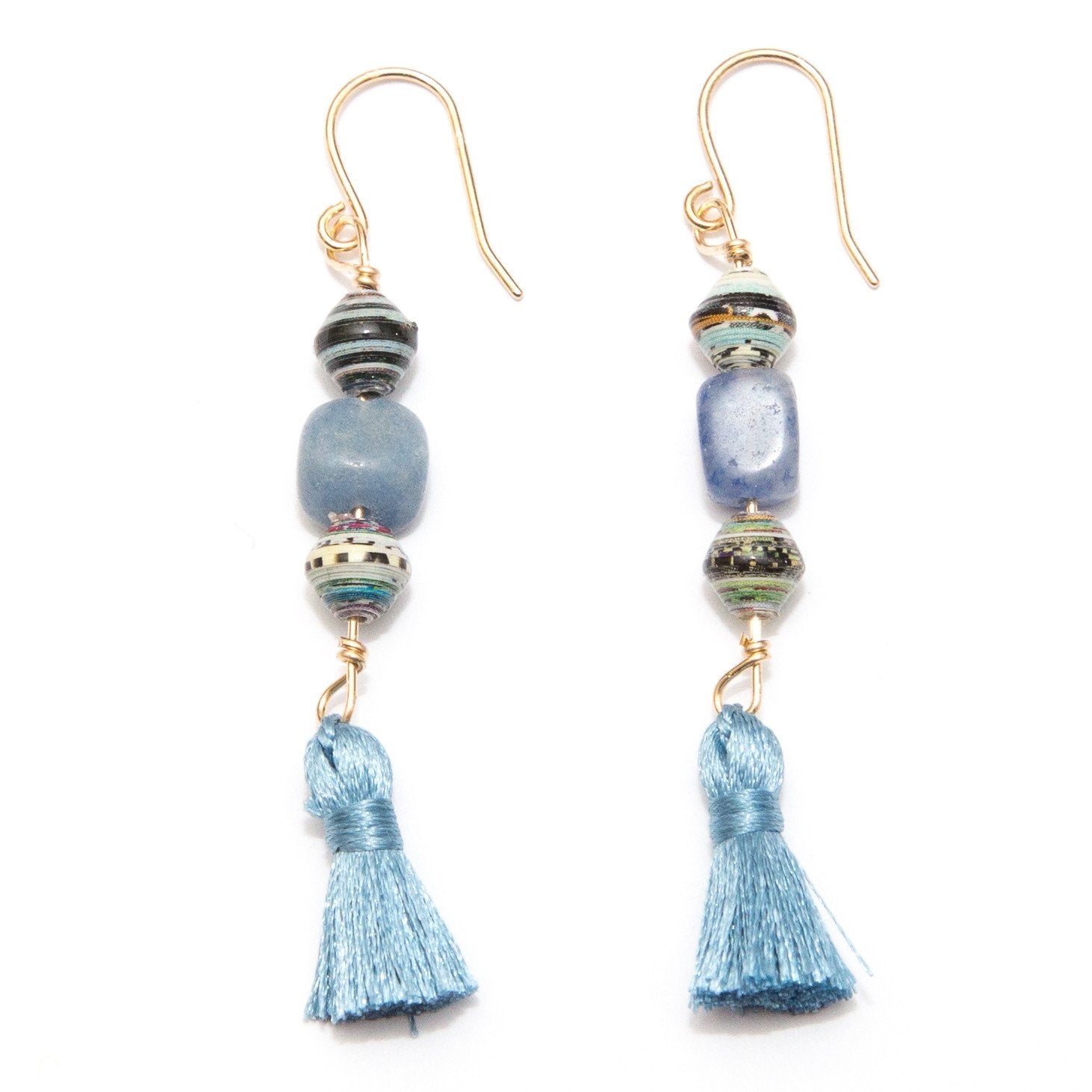 Denim Tassel Earrings