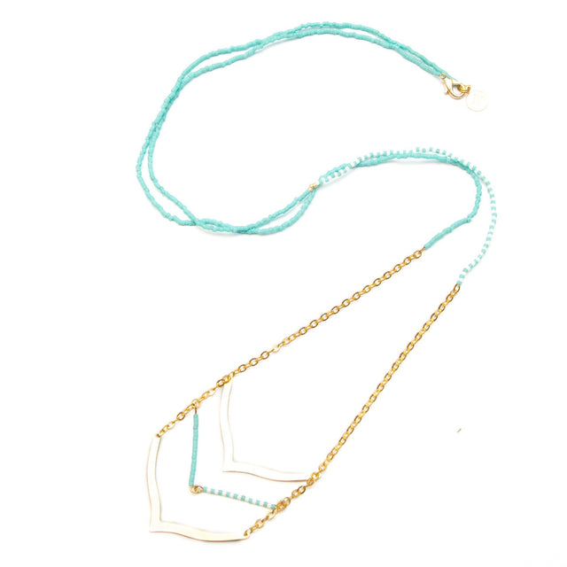 Teal Chevron Necklace