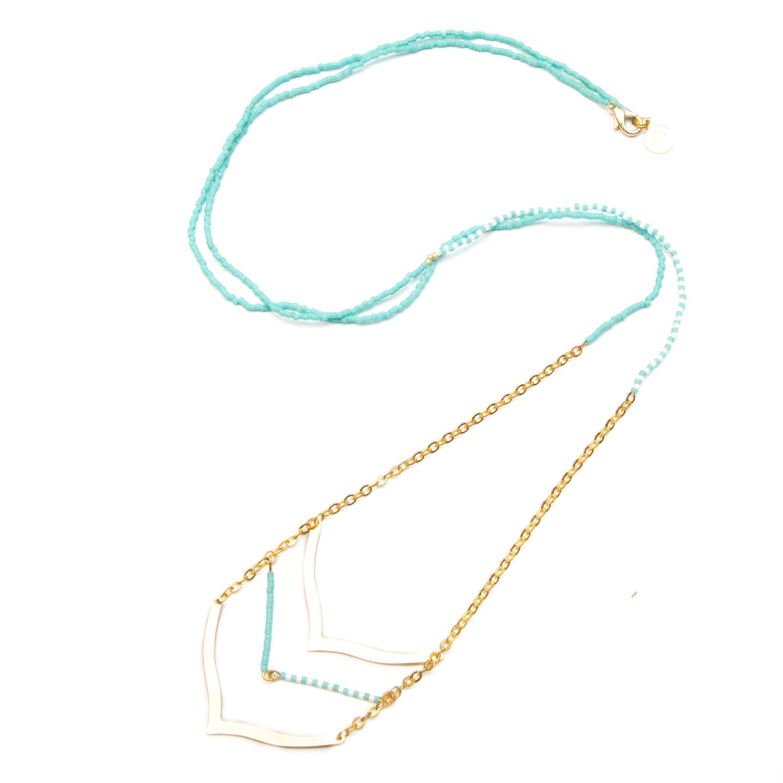 Teal Chevron Necklace