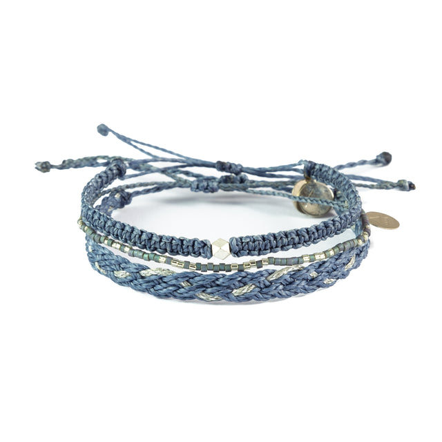 Denim & Silver Bracelet Stack