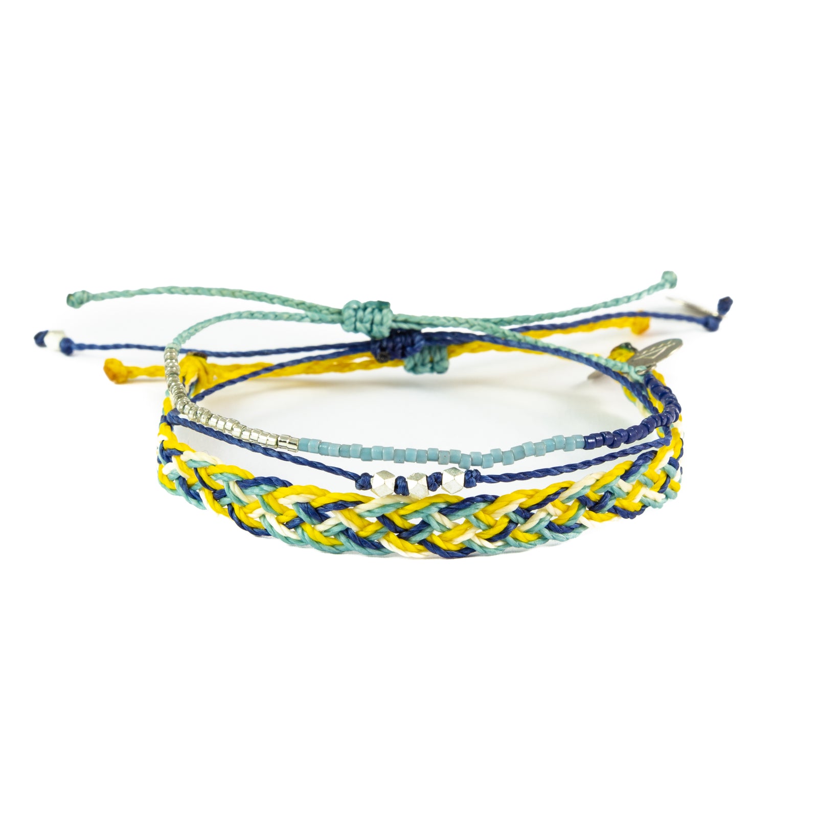 Blues and Sunflower Bracelet Stack