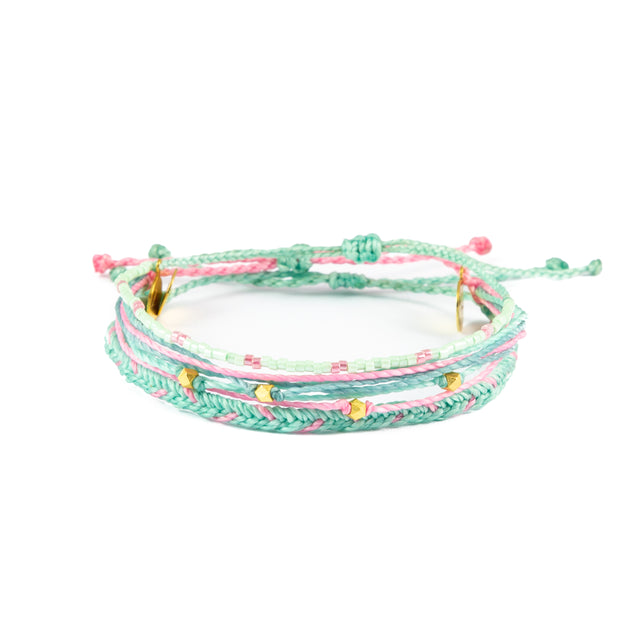 Cucumber & Pink Bracelet Stack