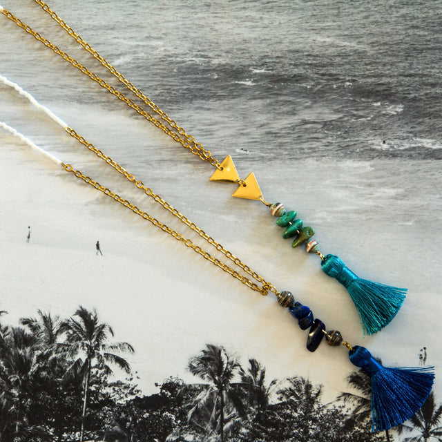 Navy Blue Tassel Necklace