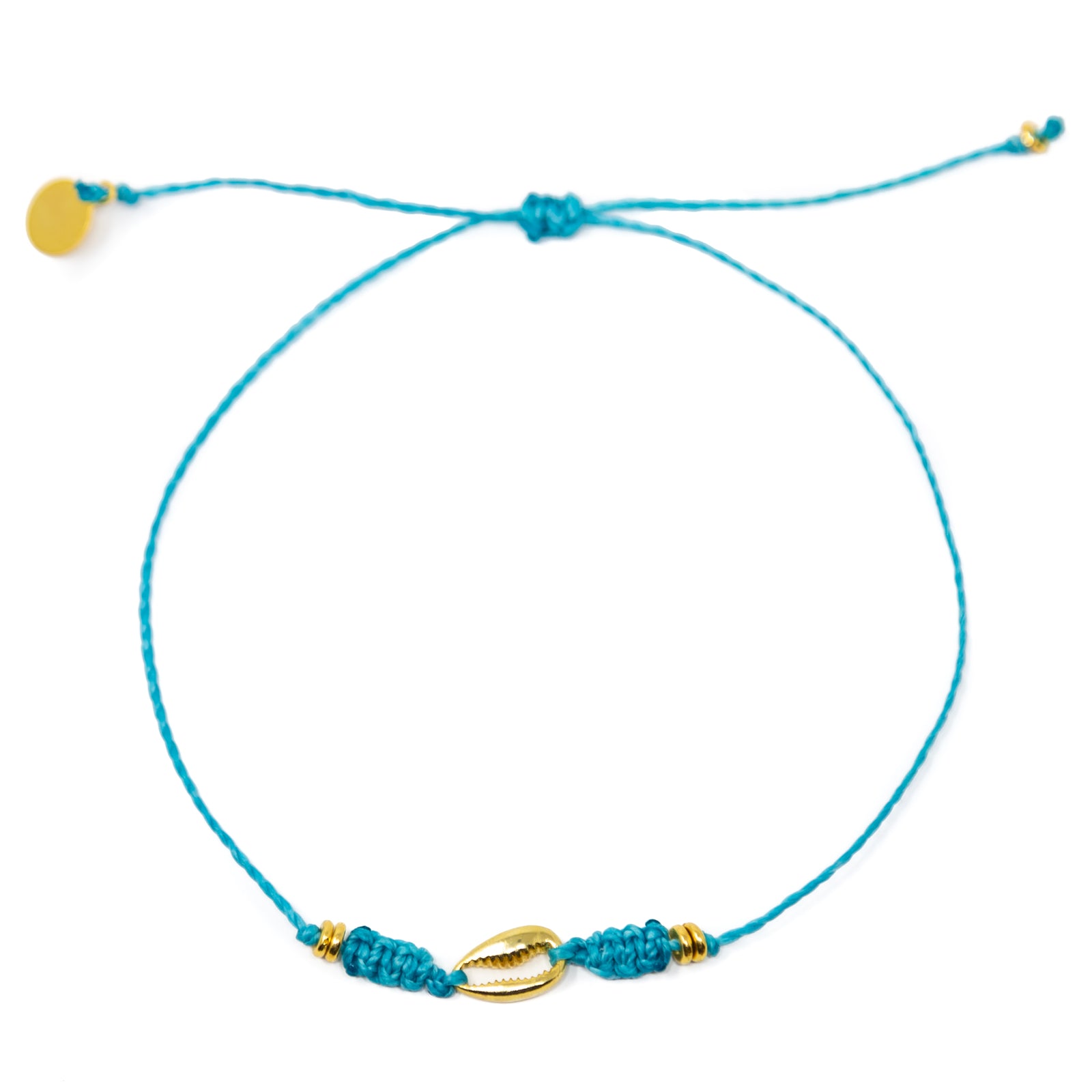 Teal & Gold Cowrie Shell Anklet