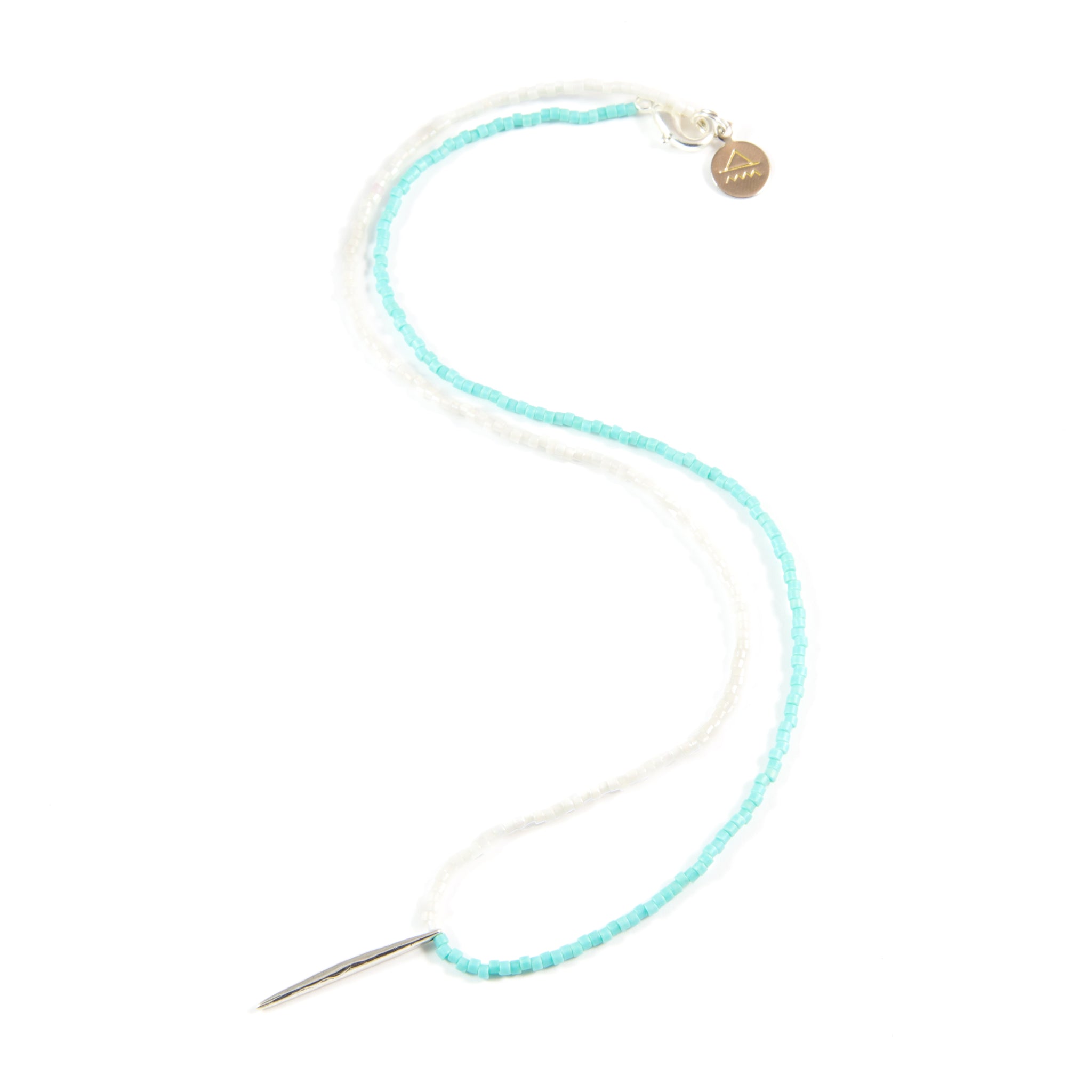 White & Teal Half N Half Spike in Silver