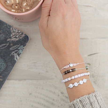 Cucumber w/ Smokey Quartz Healing Stone Bracelet in Silver