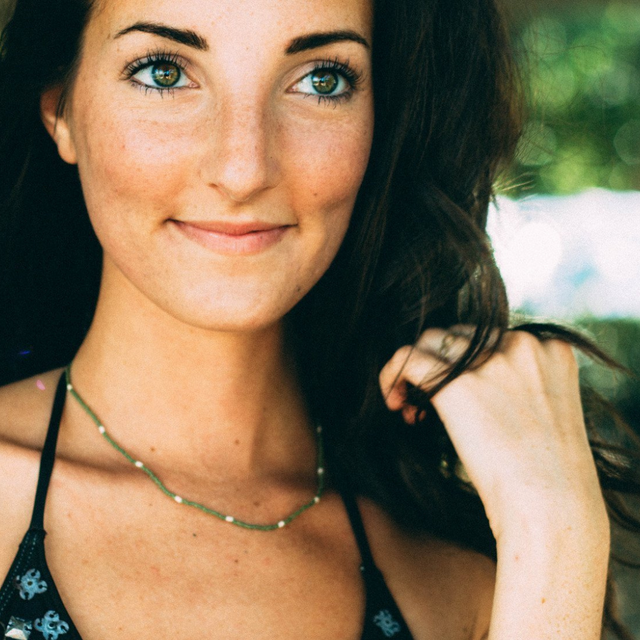 Olive Green W/ Cream Dot Necklace