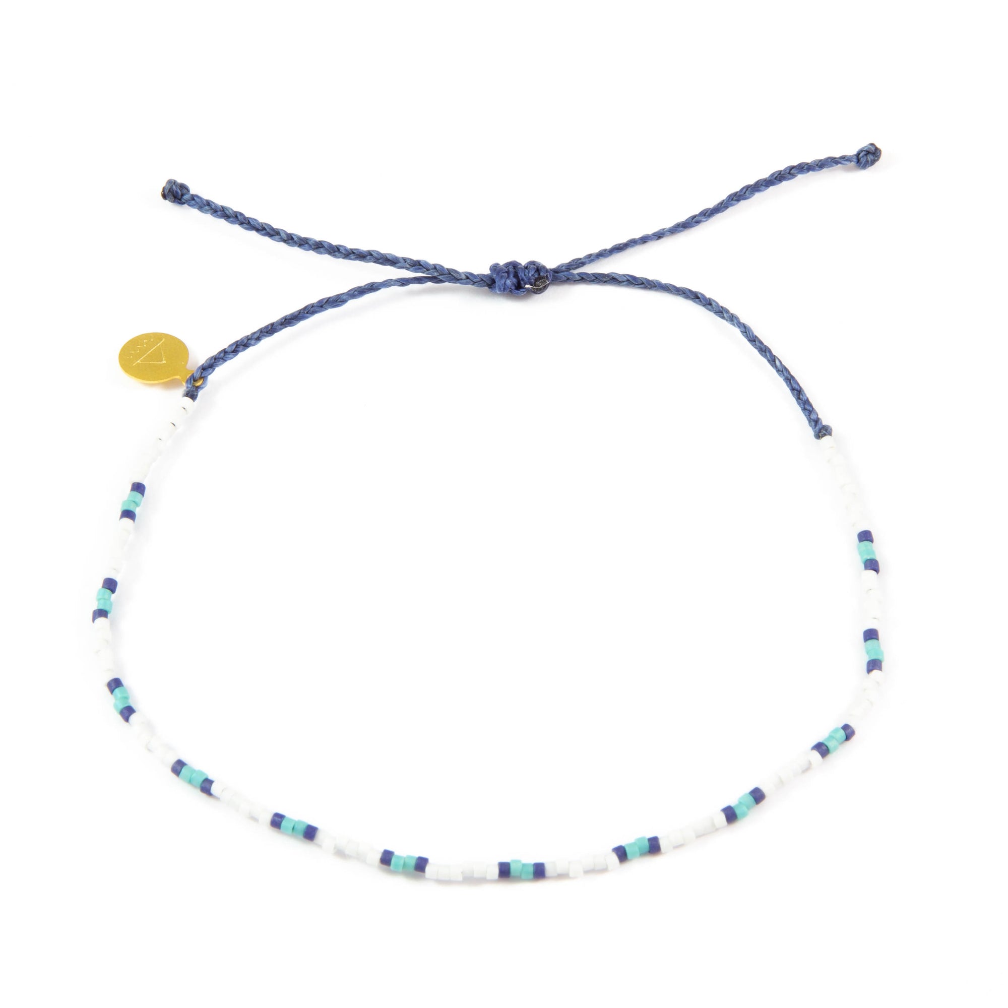 Navy & Teal Two Tone Dot Beaded Anklet