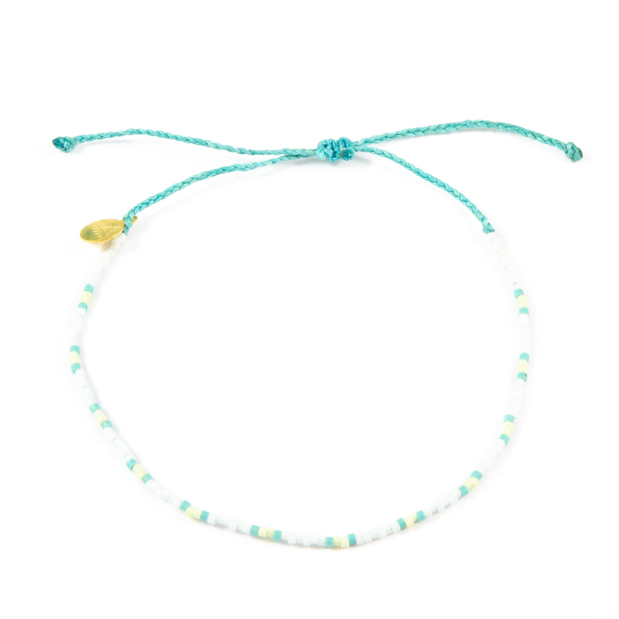 Teal & Pineapple Two Tone Dot Beaded Anklet