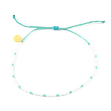 White w/ Teal Dot Beaded Anklet