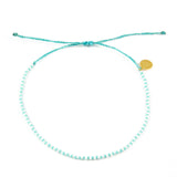 Teal & White Alternating Beaded Anklet